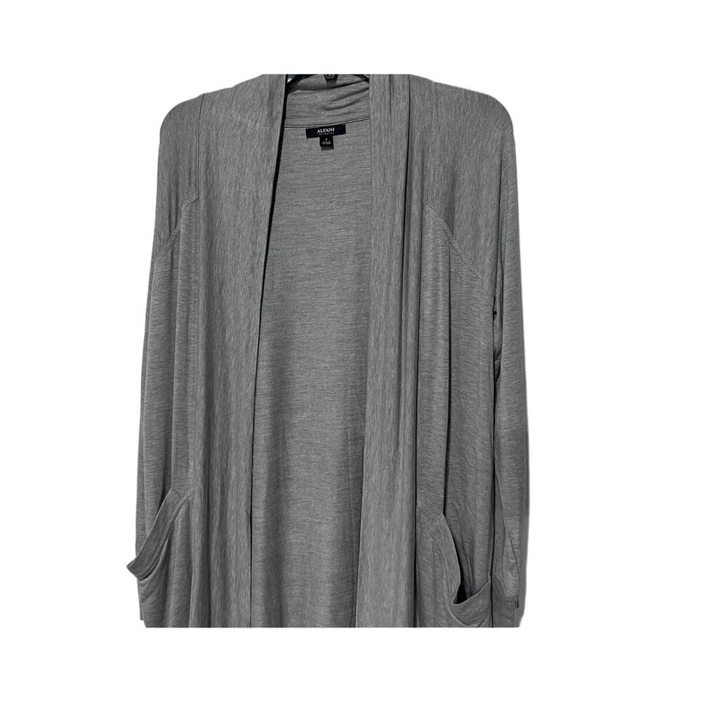 ALFANI WOMENS SMALL CASUAL LOUNGE SHRUG CARDIGAN WRAP POCKETS HEATHER GRAY NEW - Picture 5 of 12